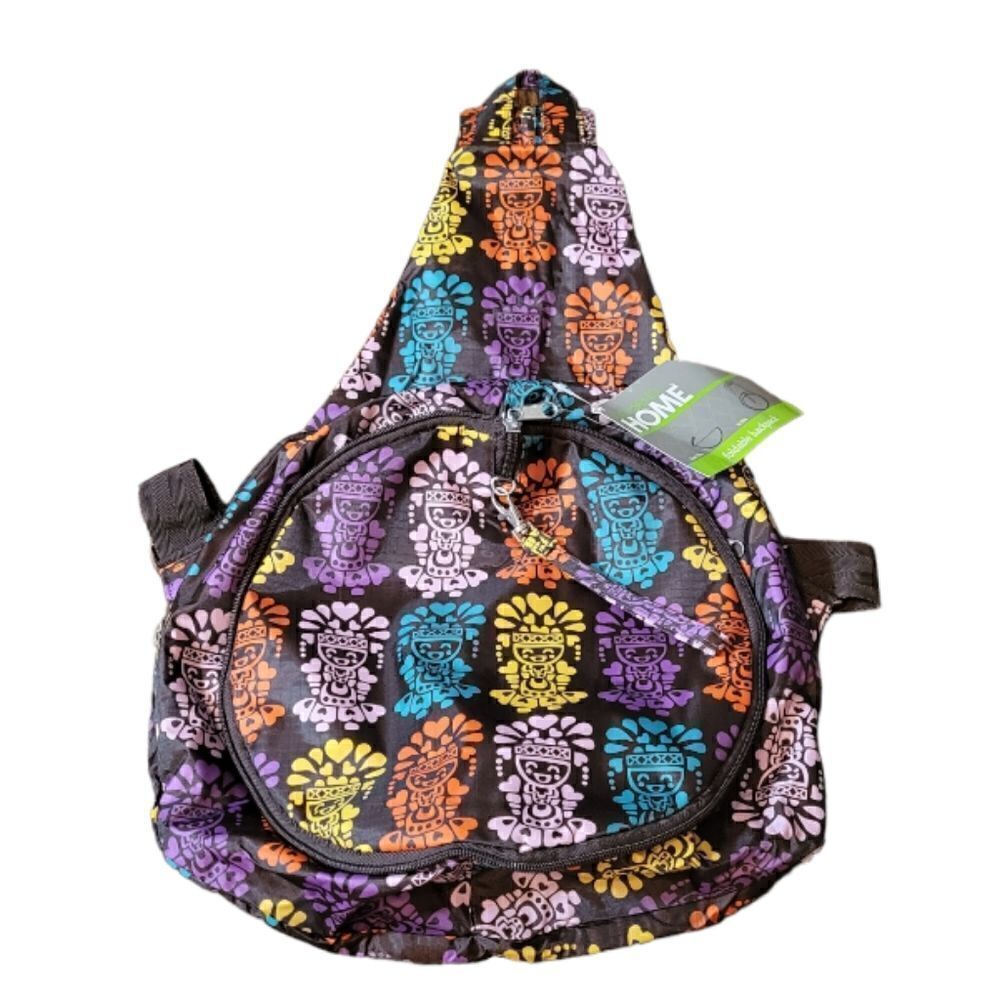 Colorful Aztec Men Printed Foldable Slingback Backpack, NWT‎ - Picture 2 of 7